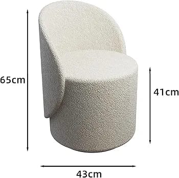 KYOFIS Swivel Chair, 360° Swivel Makeup Stool Back Chair Lamb Wool High-Density Sponge Chairs for Bedroom/Makeup Room/Living Room